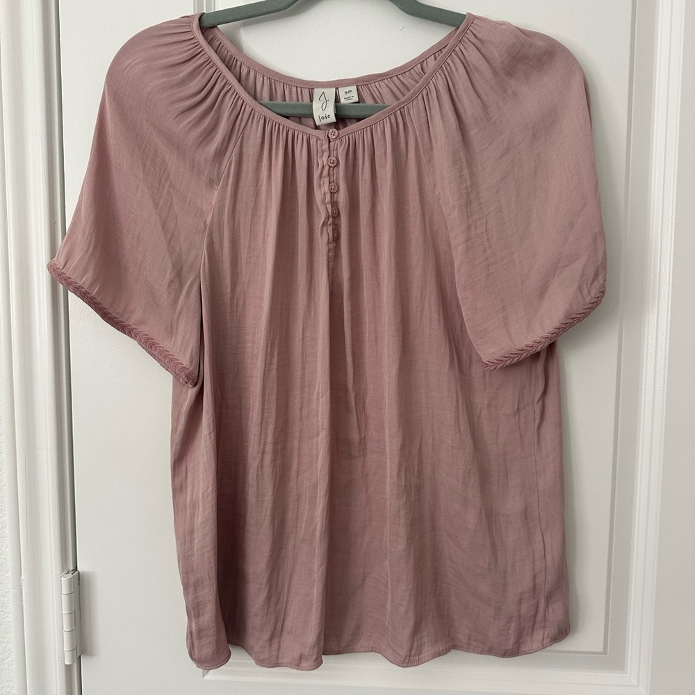 Joie Satin Shortsleeve Embroidered Short sleeve Blouse